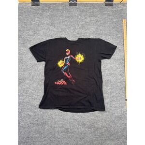 Marvel Captain Marvel Graphic T-Shirt Mens XL Black Cotton Short Sleeve Tee